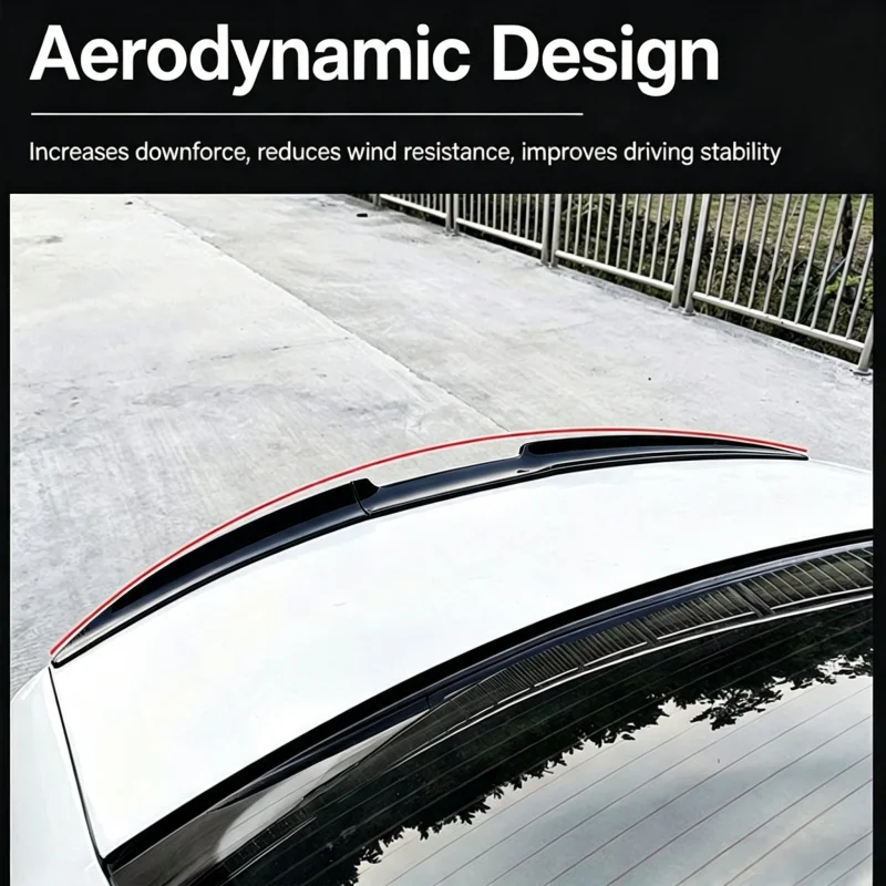 Bright Black Three-Stage TPU Soft Tail Wing universal Car Trunk Decoration Spoiler Body Sports Appearance Modification Small Par