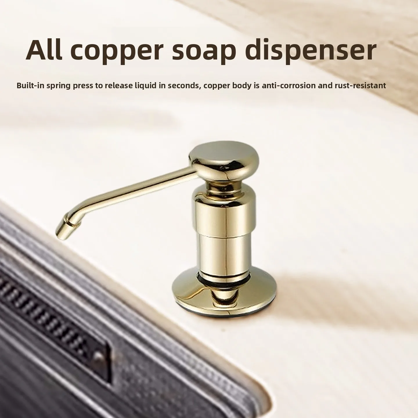 All-copper Kitchen Sink Soap Dispenser Dishwashing Liquid Press Bottle Dishwashing Basin Detergent Manual Press Pump Head