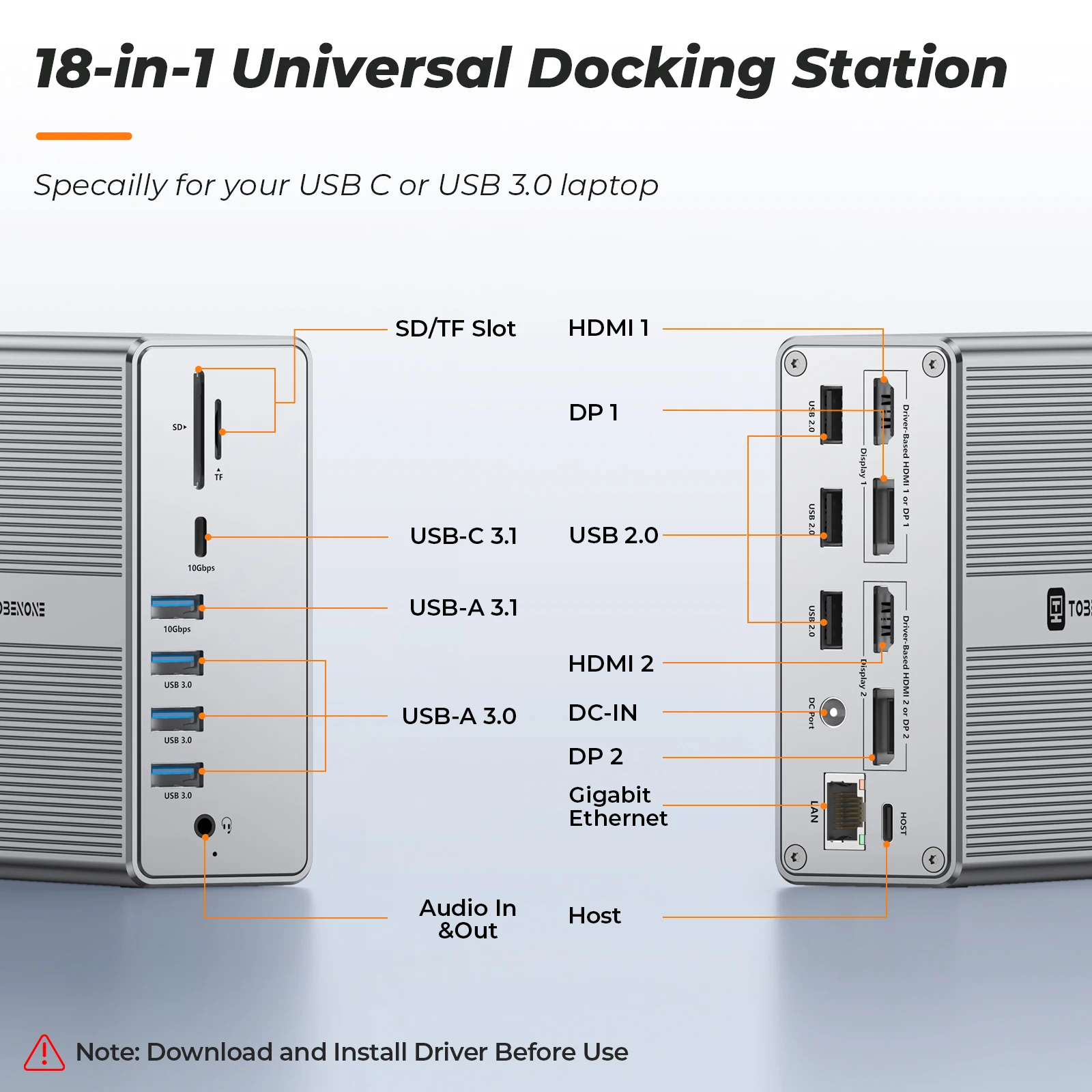 Imagem -06 - Usb c Dual Monitor Docking Station 4k @ 60hz Hub para Macbook Pro Air Thunderbolt Dell Lenovo Asus