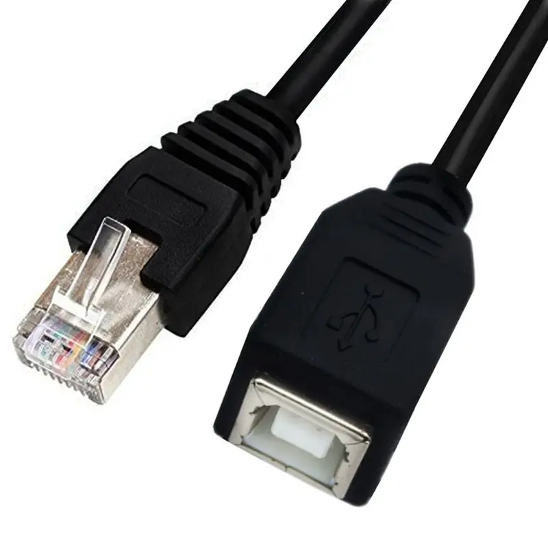 Cable de conexión USB 2,0 B hembra a red RJ45 macho para impresora, Cable de extensión de puerto de impresión, RJ45-USB BF, 10cm