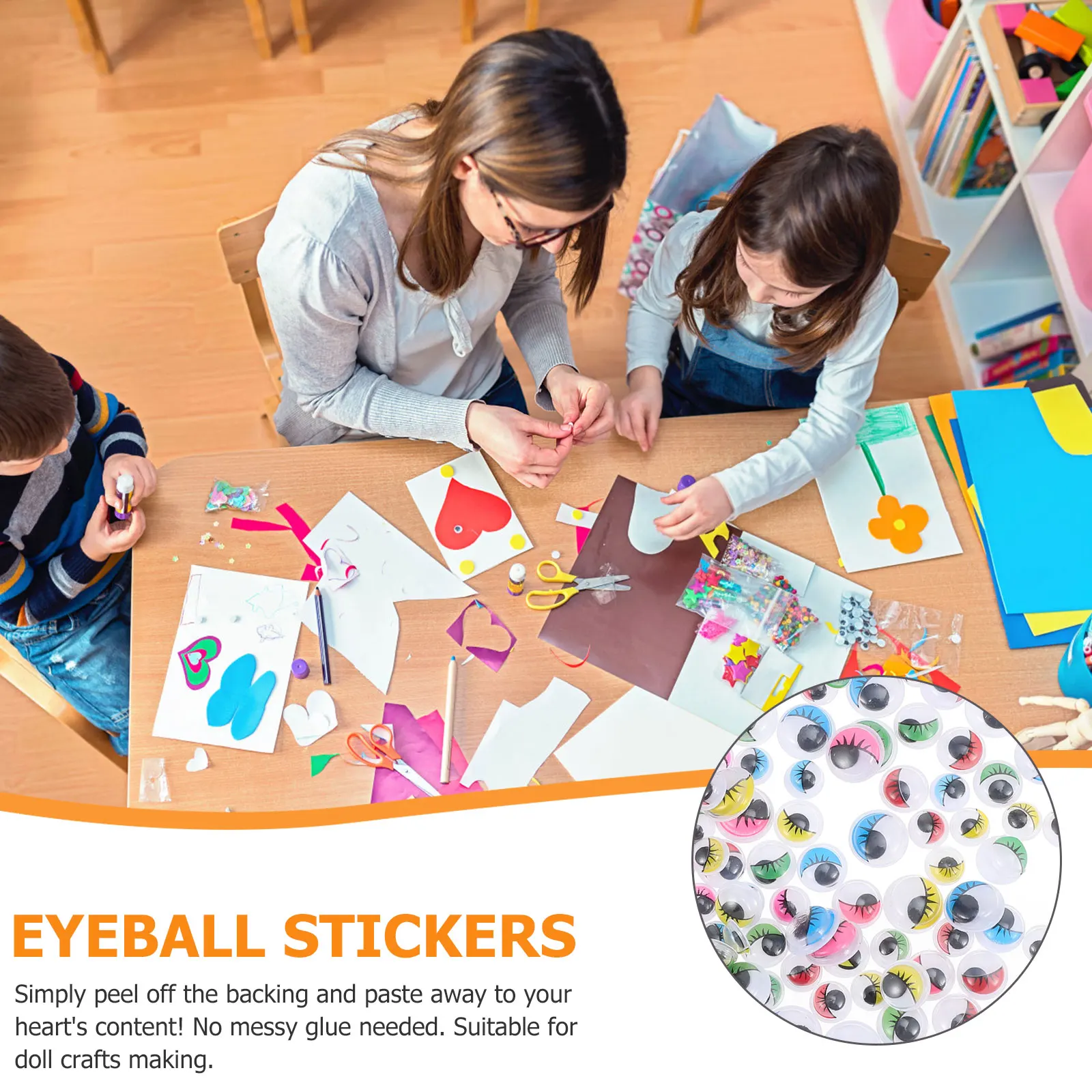 

2 Bags Eye Stickers Eyes for Crafts Cartoon Decal Wiggle Animal Handmade Plastic
