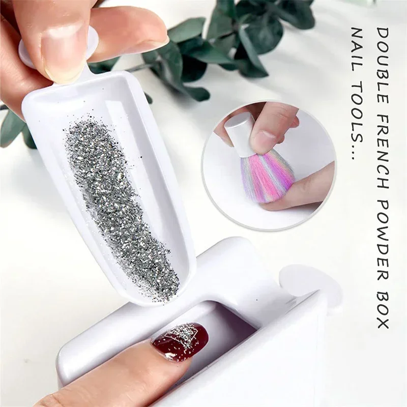 Boîte de Rangement pour Poudre à Paillettes pour Ongles, Miroir Magique à Double Couche, Conteneur de Strass Brillants, Outils de Manucure