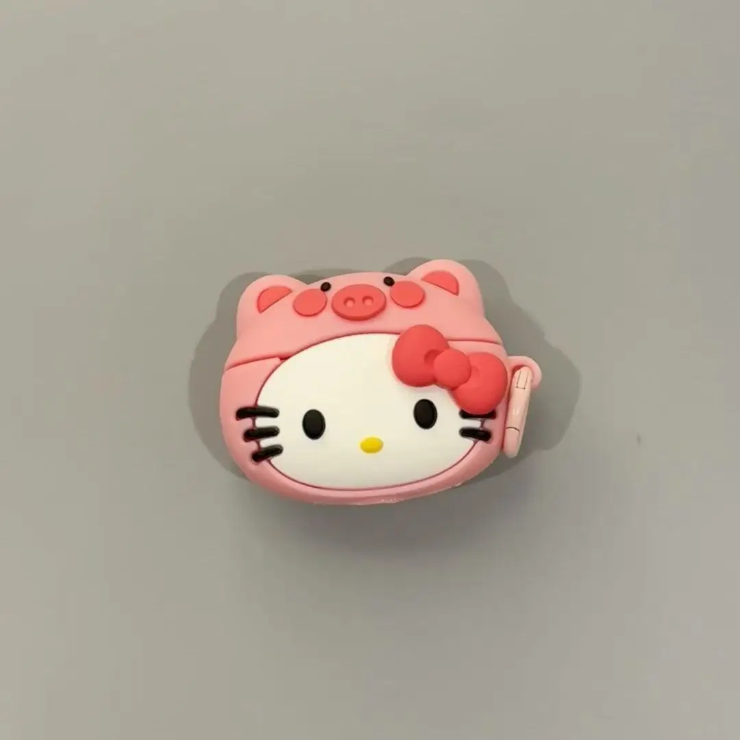 MINISO Pigglet KT Cat متوافق مع Apple AirPods 4 حافظة سماعة أذن بلوتوث مضادة للسقوط غلاف ناعم لجهاز Pro 2/1/2nd Generation Wo
