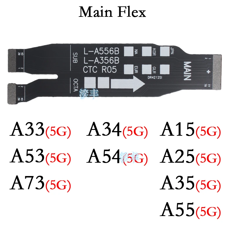 Cabo de conector para Samsung Galaxy, Placa Principal Flex, A34, A54, A33, A53, A73A15, A25, A35, A55, 4G, 5G