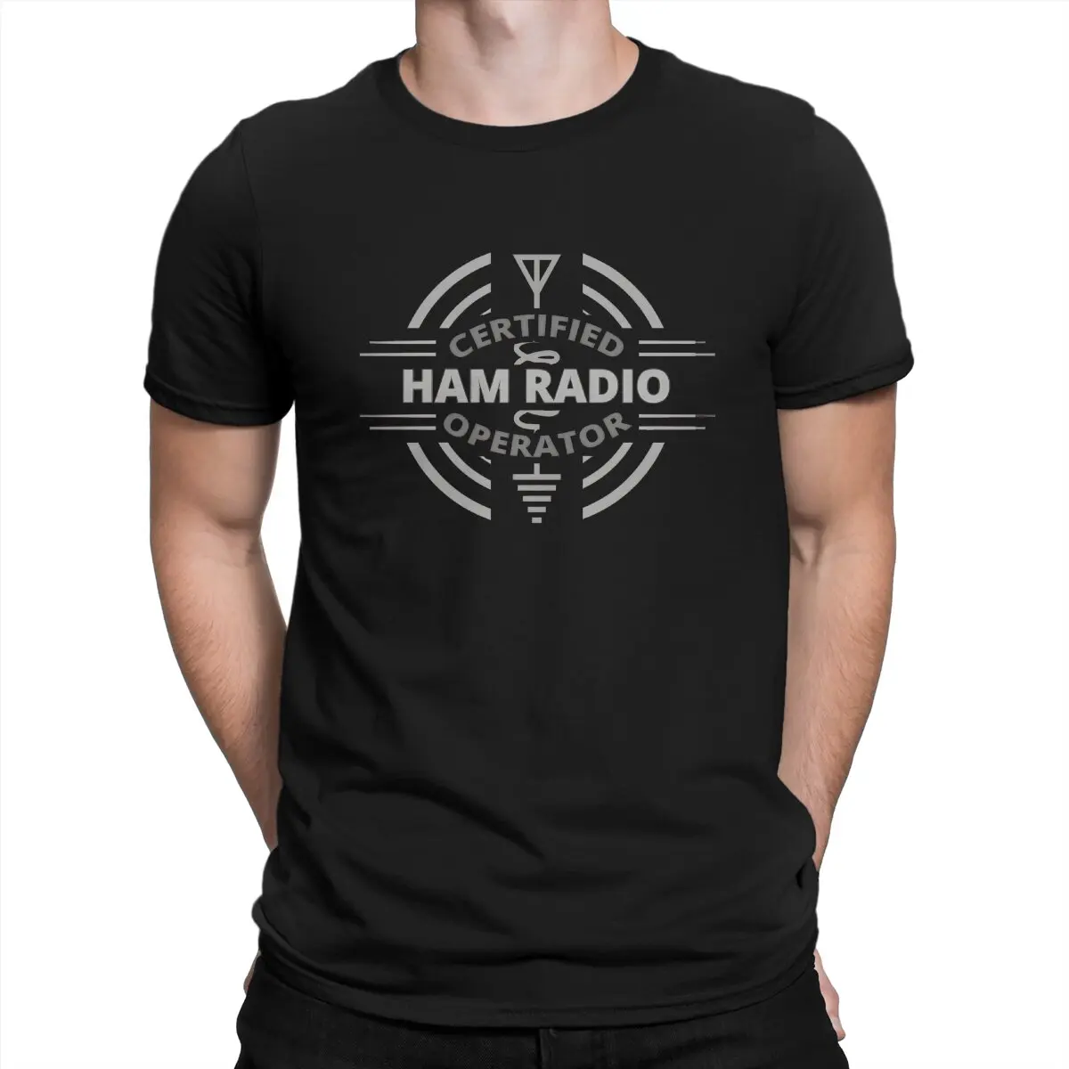 Männer T-Shirts zertifiziert lässig Baumwolle T-Shirt Kurzarm Schinken Radio Betreiber T-Shirt runden Kragen Kleidung Grafik gedruckt