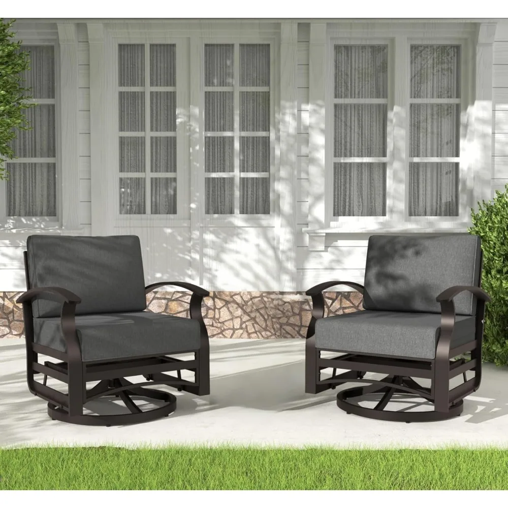 

Комплект садовой мебели из 2 предметов: уличные алюминиевые кресла-качалки с поворотным механизмом, набор для патио с утолщенными подушками