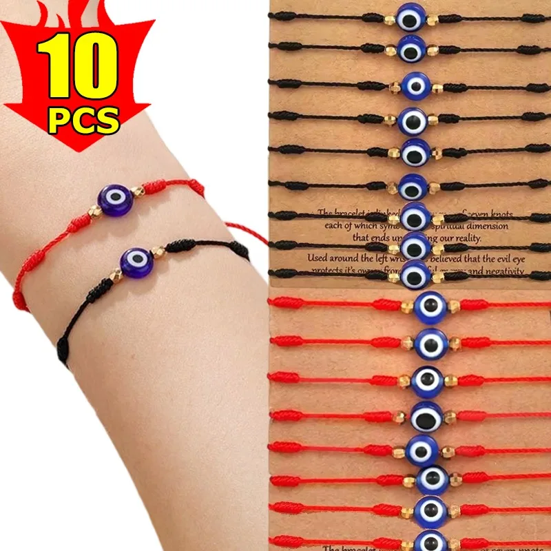 Bracelet porte-bonheur rouge pour Couple, amulette porte-bonheur pour corde de réussite, mauvais yeux, tressé, bijoux faits à la main, cadeau, 1 à 10 pièces