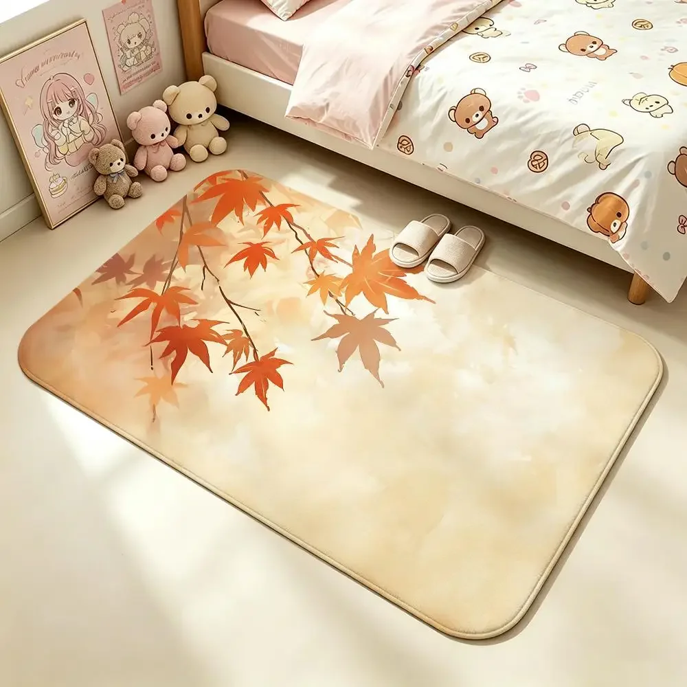 Maple Leaf Floor Mat Soft Non-Slip Bath Mat, Bedside Carpet, Absorbent Doormat for Home
