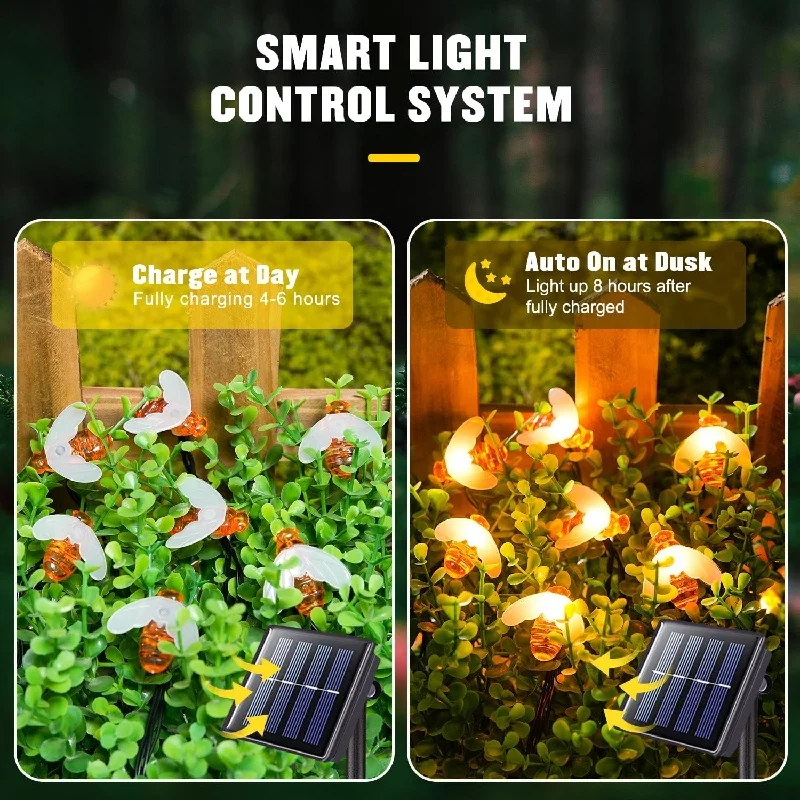 

50 LED Simulation Honey Bees Battery Solar Power String Lamp Fairy Lights Garlands Garden Christmas Holiday Decor Outdoor