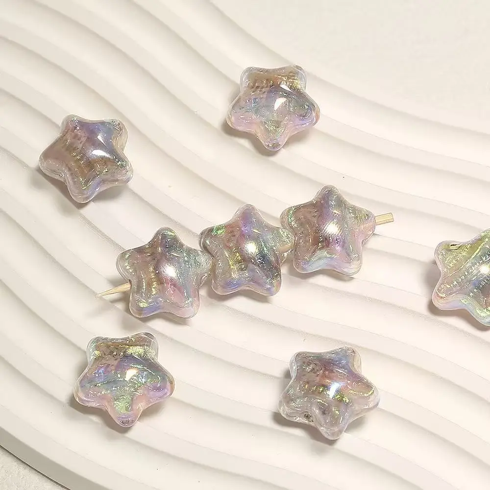 19.5mm 10pcs/lot colored five-pointed star laser star cute beads handmade diy beads loose beads bracelet mobile phone chain
