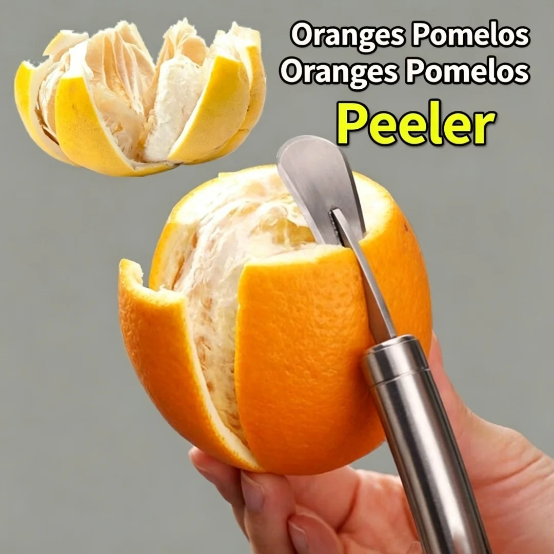 Stainless Steel Orange Peeler – Citrus Peeler Tool with Comfortable Handle – Fruit Slicer Cutter Remover for Kitchen