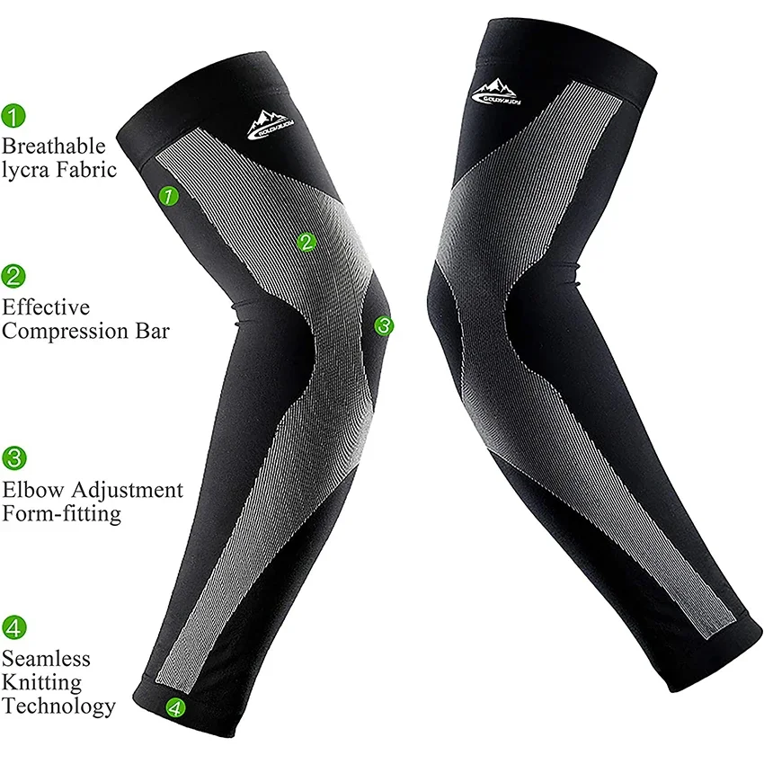 1pair Breathable Arm Compression Sleeve Sun UV Protection Basketball Running Gym Fitness Armguards Sports Compression Elbow Pads