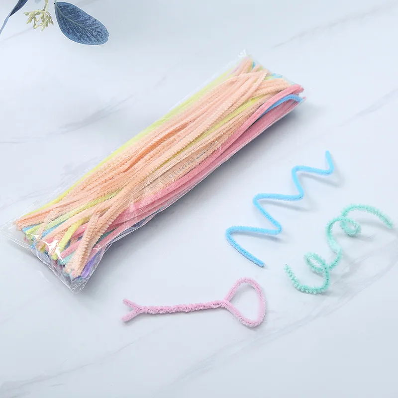 Chenille Stems Stick Cleaners Macaron Color Kindergarten Kids DIY Handmade Materials Festival Decoration Accessory 50/100pcs