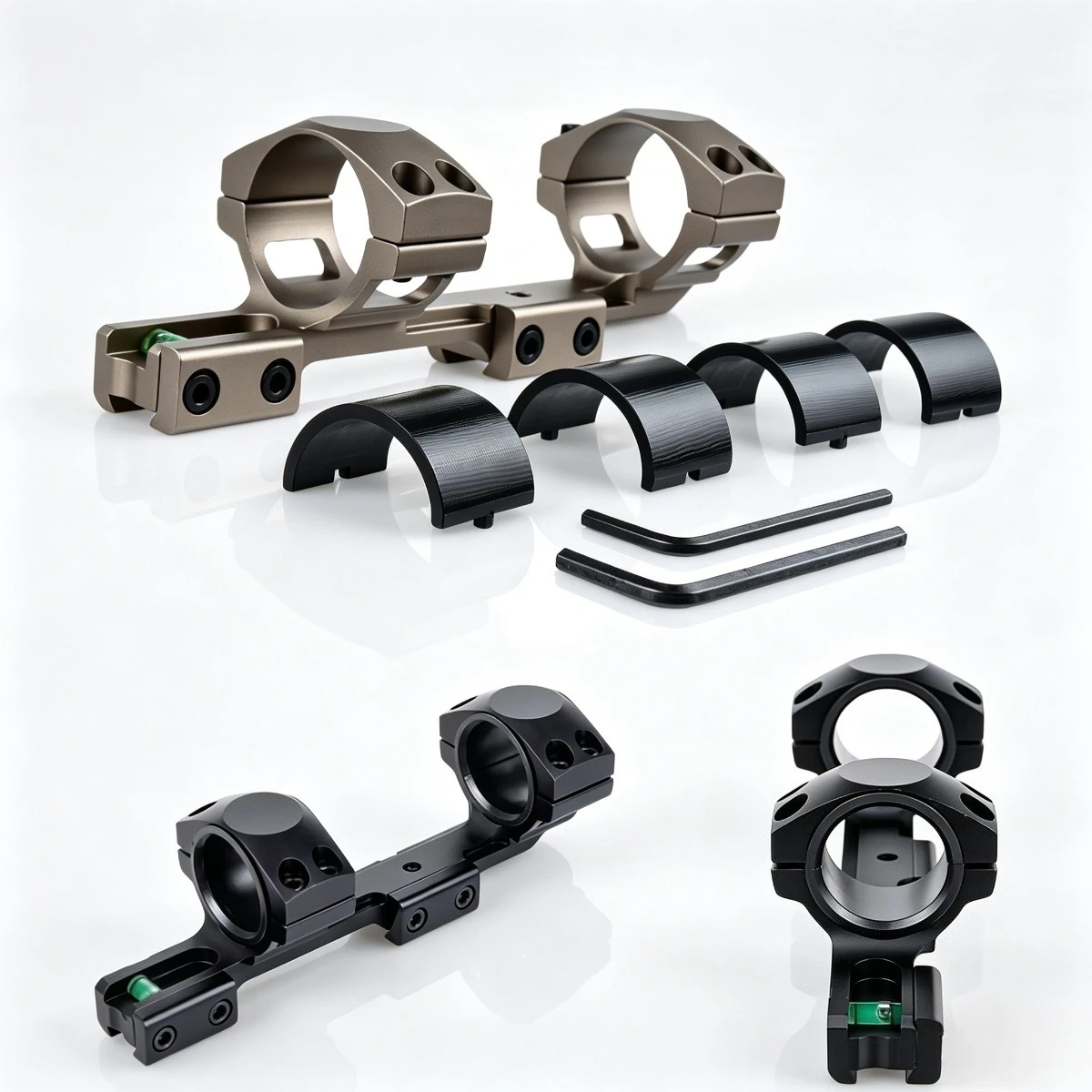 Tactical One Piece Ring Base 11mm Dovetail Scope Mount 25.4mm/30mm Double Rings Hunting Accessories With Bubble Level