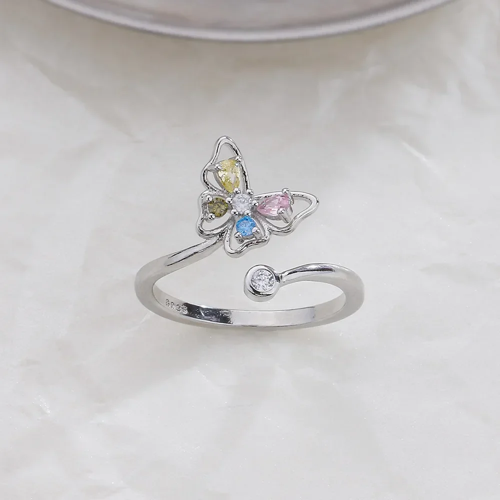 New Fashion Whale Tale Mermaid Blue Green Leaf Silver Color Finger Rings Stackable Moon Stone for Women Jewelry Gift