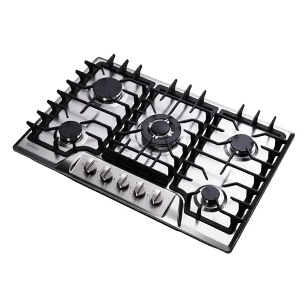 30 Inch Stainless Steel Gas Cooktop Built-in 5 Burners LPG/NG Dual Fuel Stovetop