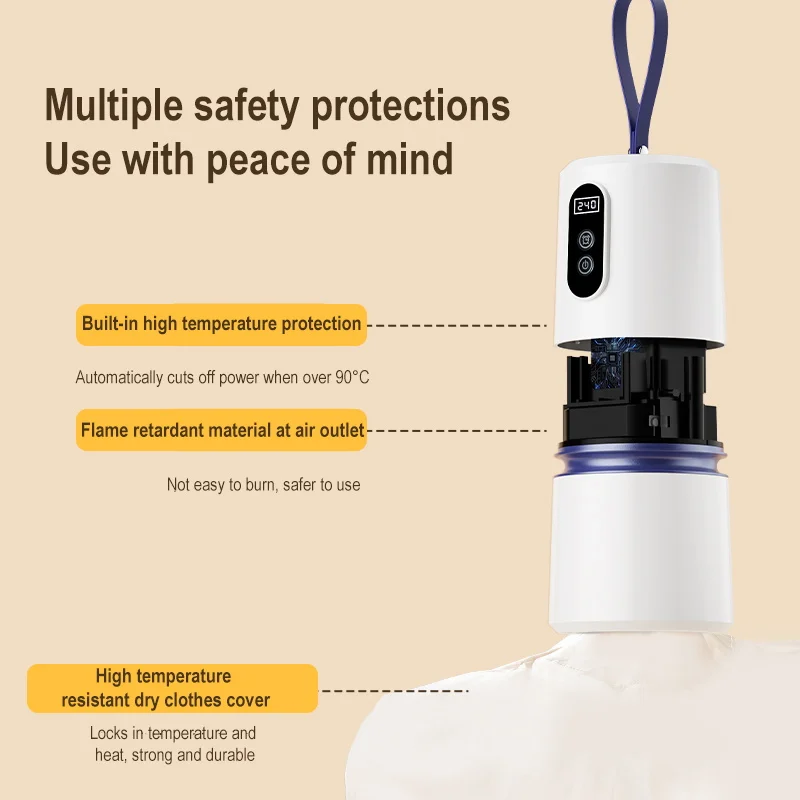 Portable Mini Travel Heating Dryer Machine Household Baby Clothes Drying Device Compact Size PTC Heating with Power off Protecti