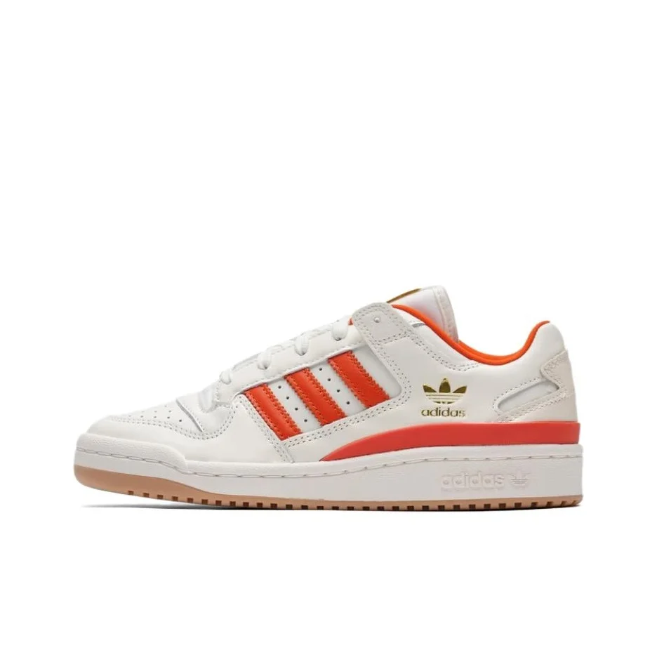 Adidas Originals FORUM Abrasion Resistant Breathable Low top Skateboard Shoes Unisex White Orange JQ1537