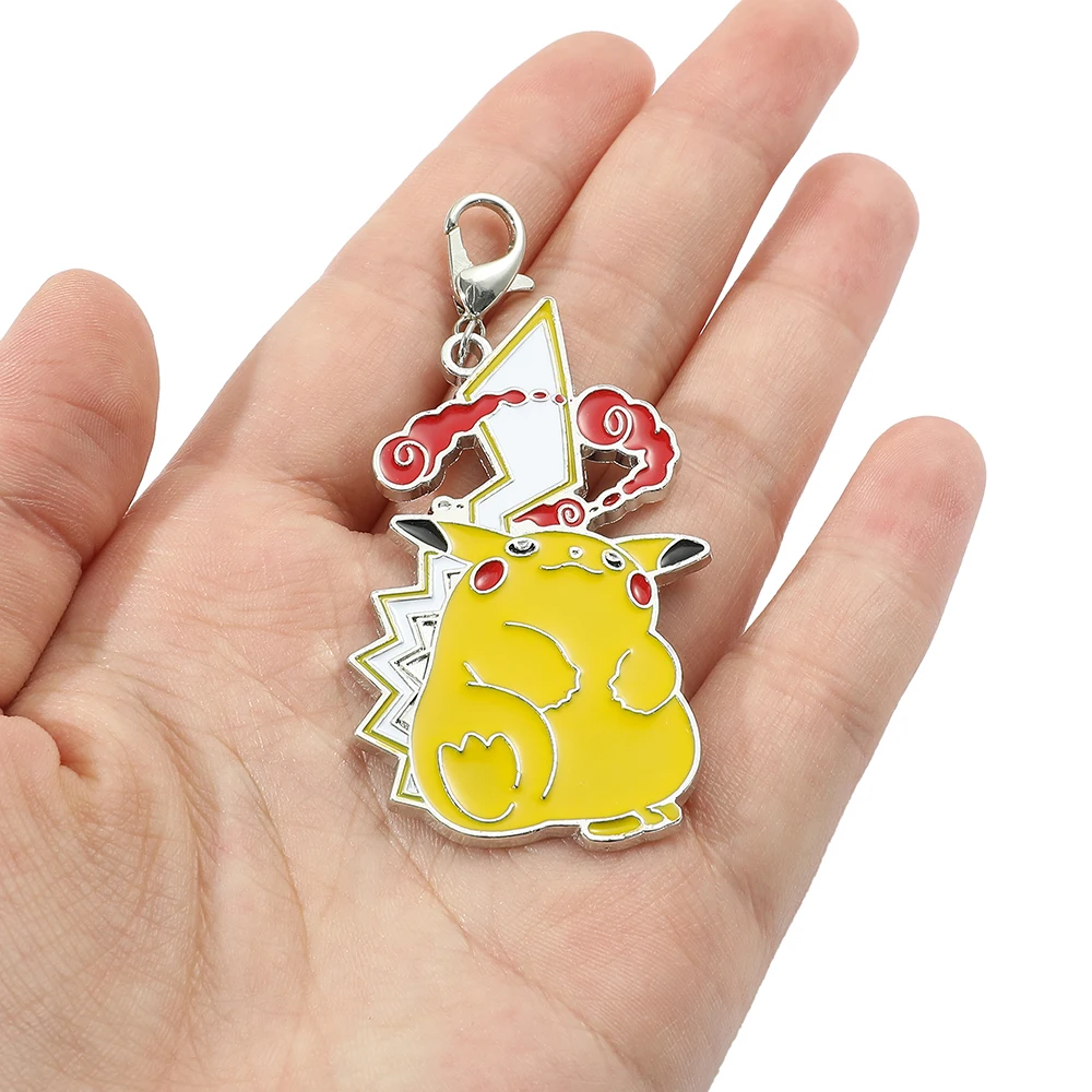 Pokemon Keychains for Kids Dynamax Pikachu Gengar Charizard Pendant Keyrings Cartoon Anime Metal Enamel Key Holder Gifts