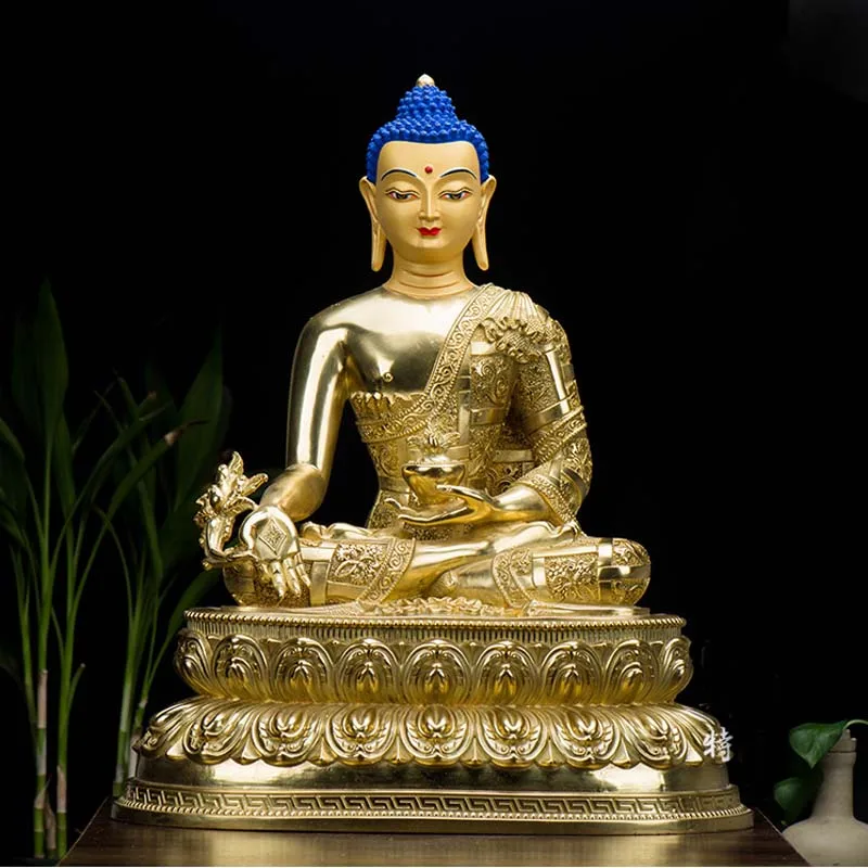 48CM large High-grade Buddha statue Asia Buddhism Nepal Gilding Sakyamuni Medicine bless Safety luck