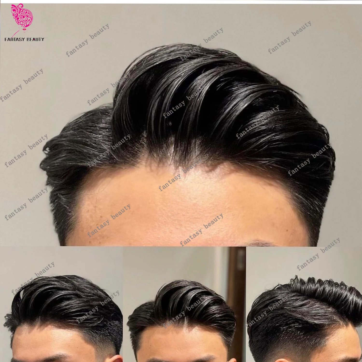 أسود بني داكن رجالي دانتيل PU قاعدة شعر مستعار شعر مستعار تنفس أستراليا رجل اصطناعي رجل طبيعي 100% نظام استبدال الشعر البشري