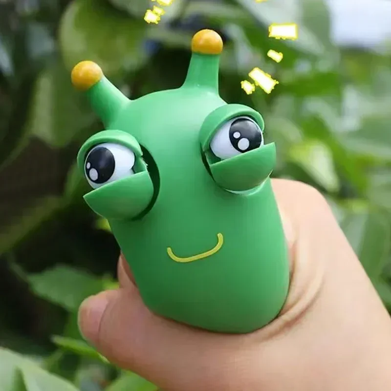 Funny Eyeball Burst Squeeze Toy Green Eye Caterpillar Pinch Toys Adult Kids Stress Relief Fidget Toy Creative Decompression Toy