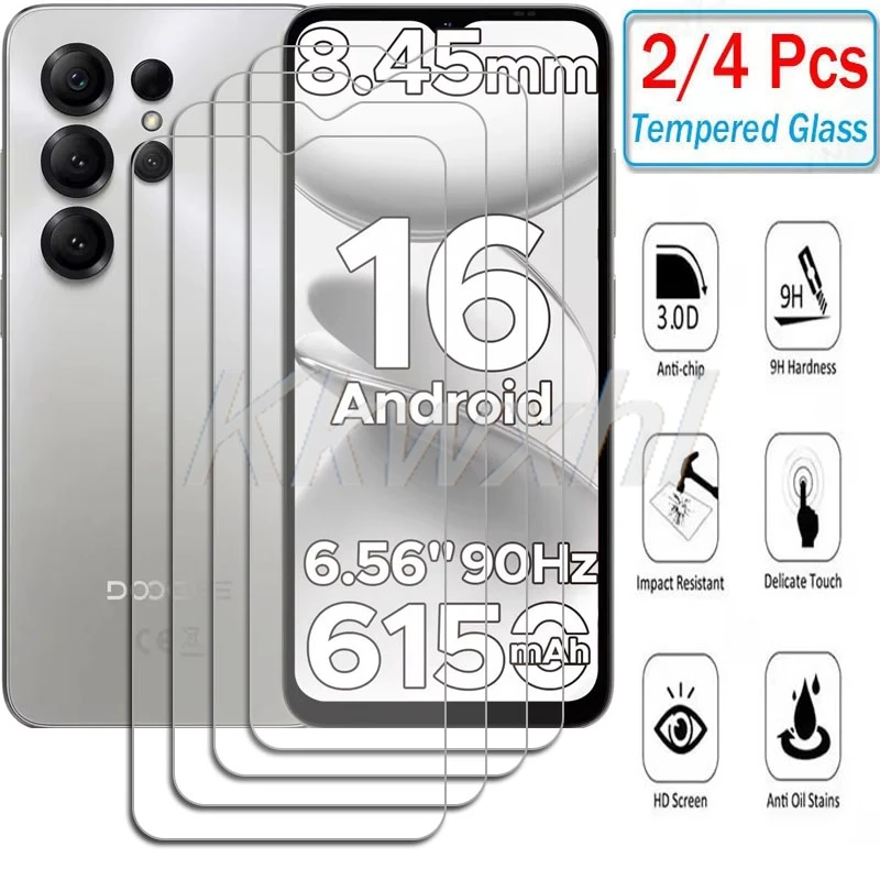 2-4PCS 9H HD Tempered Glass For Doogee Note 56X Pro DoogeeNote56XPro Note56XPro Note56X 56XPro 6.56" Screen Protector Cover Film