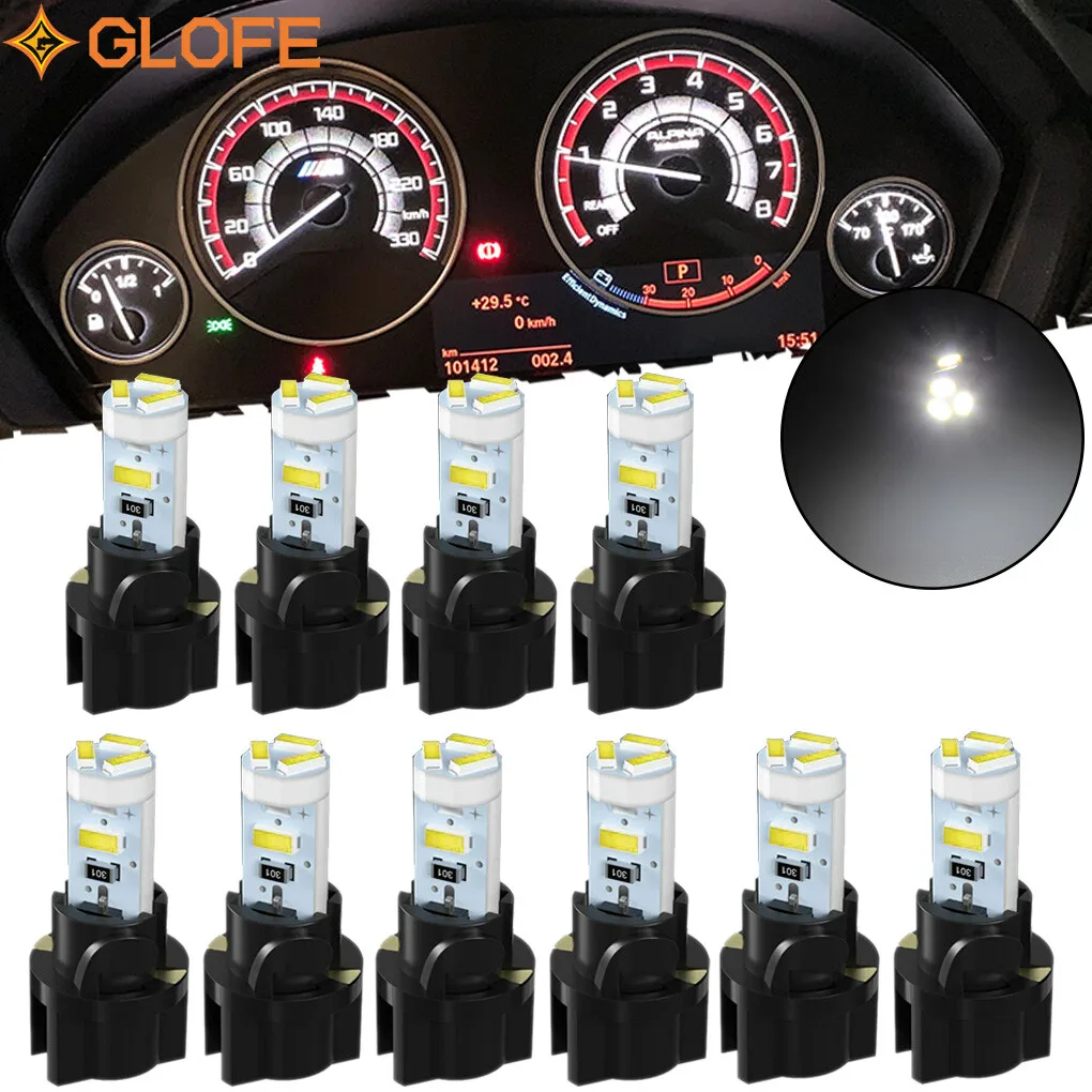 

10X T5 74 37 White LED Instrument Panel Cluster Dash Gauge Light Bulbs + Socket
