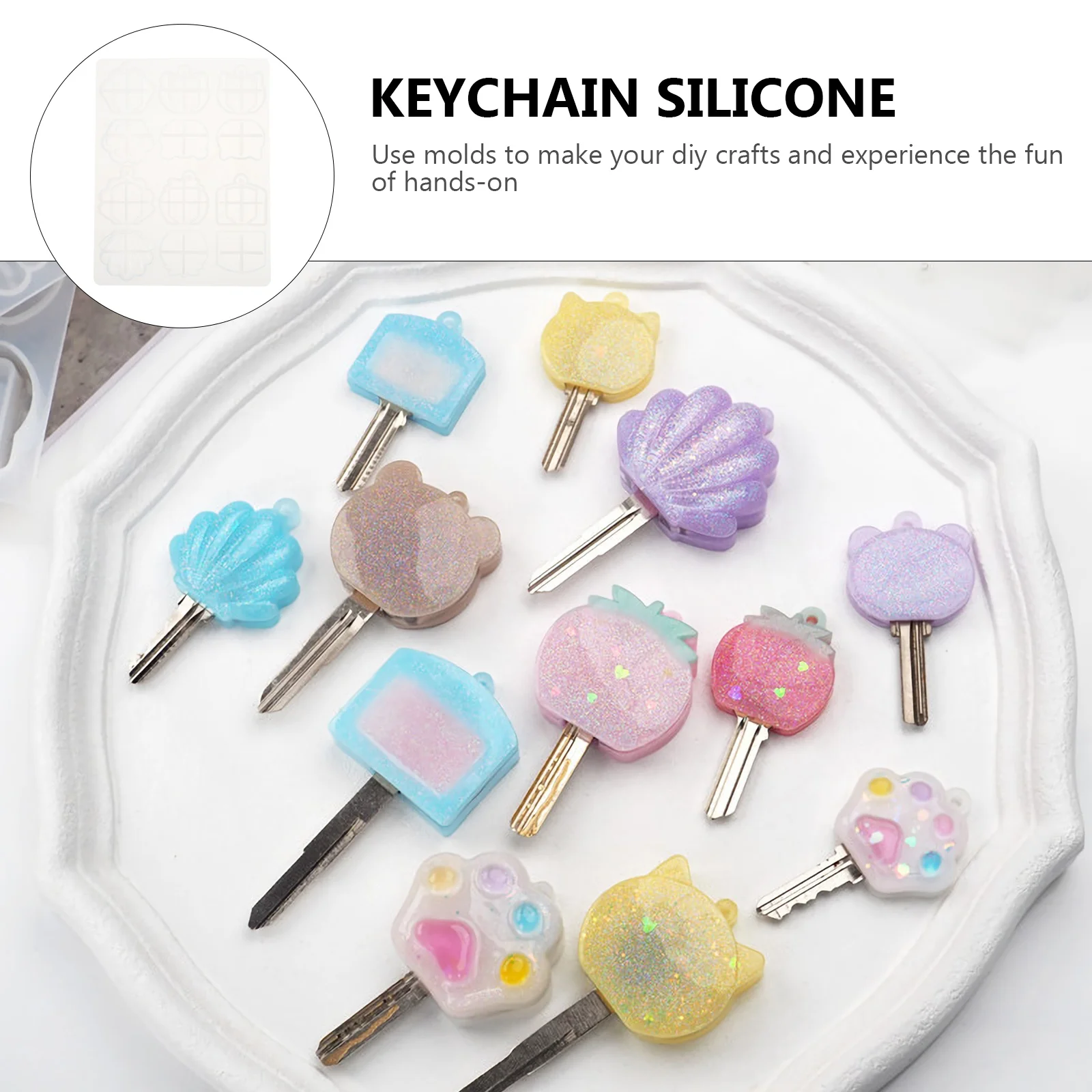 

Key Mold Silicone Flexible Durable Soft DIY Key Cover Pendant Crystal Casting Mold for Resin Craft Accessories