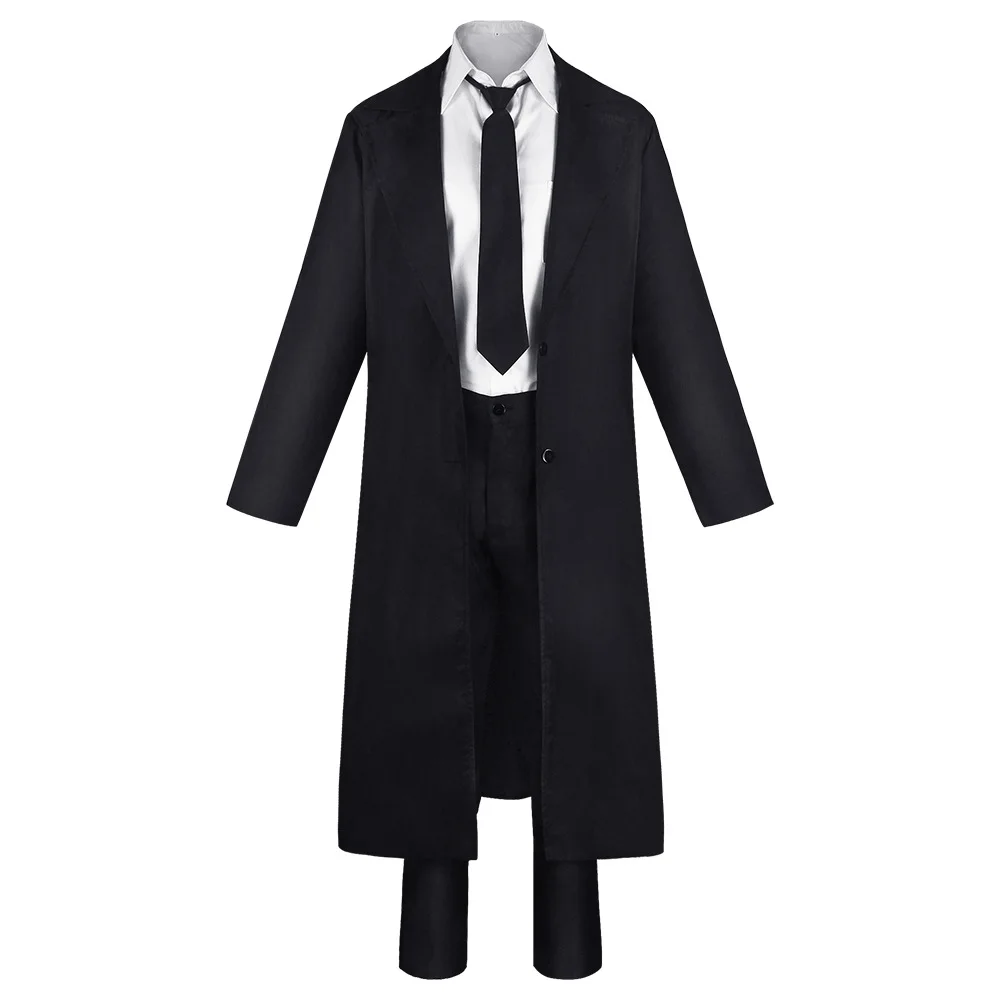 Anime Saw Makima Cosplay Costume Anime Chain Man Black Trench Shirt Tie Pants Makima Long Light Red Braid Men Women Suit Uniform