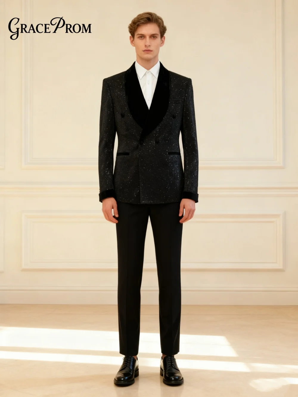

Классический двубортный мужской комплект из 3 предметов 2026 Роскошный пиджак Жилет Костюм Модный свадебный комплект для выпускного вечера для свадьбы жениха по индивидуальному заказу