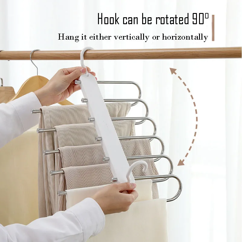 

Nordic FOLDING PANTS RACK Multi-functional Multi-layer Clothing Storage Rack Space Saving Thick Super Bearing Stainless Steel