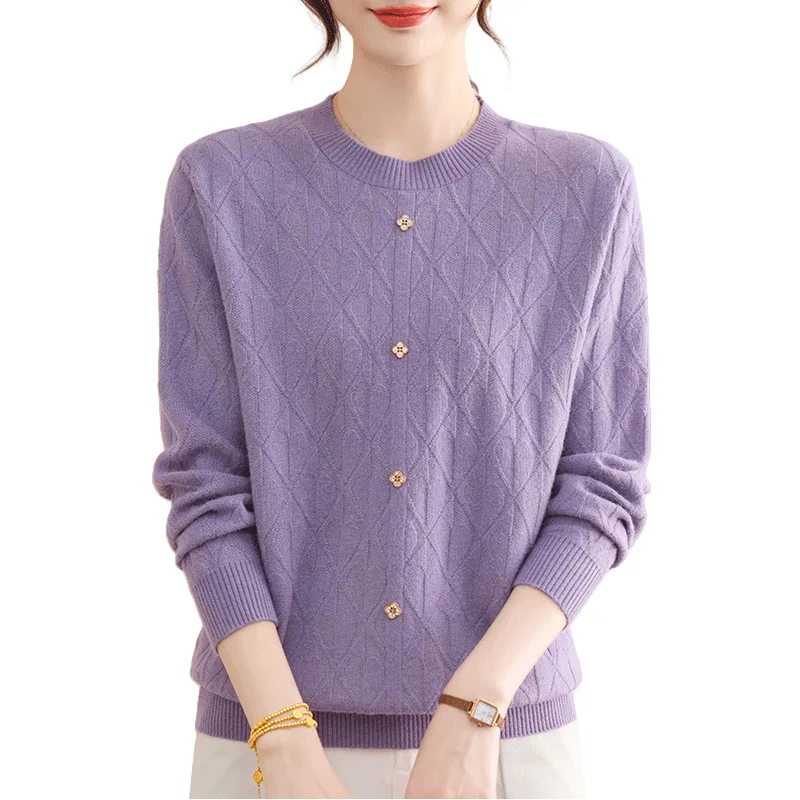 Primavera outono camisola de lã para mulher blusa manga longa blusas e jumpers elegante mãe pulôver topos roupas femininas