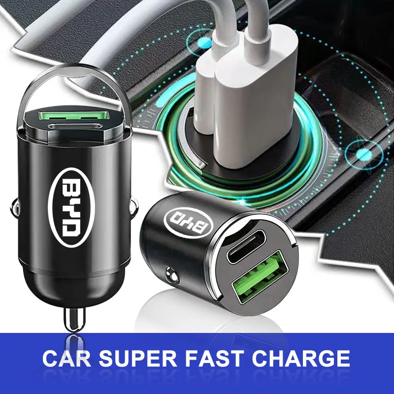 Auto 200W Dual-Port Mini-USB-Ladegerät, ultraschnelles Laden, Zigarettenanzünder-Buchse für BYD F3 I3 F0 F6 S6 S8 E5 E6 G3 G6 L3 S7 M6