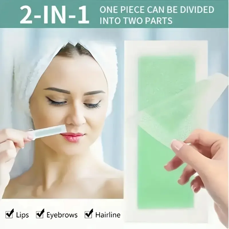 10pcs/set Multi-Purpose Hair Removal Wax Strips - Residue-Free, Ideal for Lip, Facial, Mustache, Eyebrows & Bikini Line
