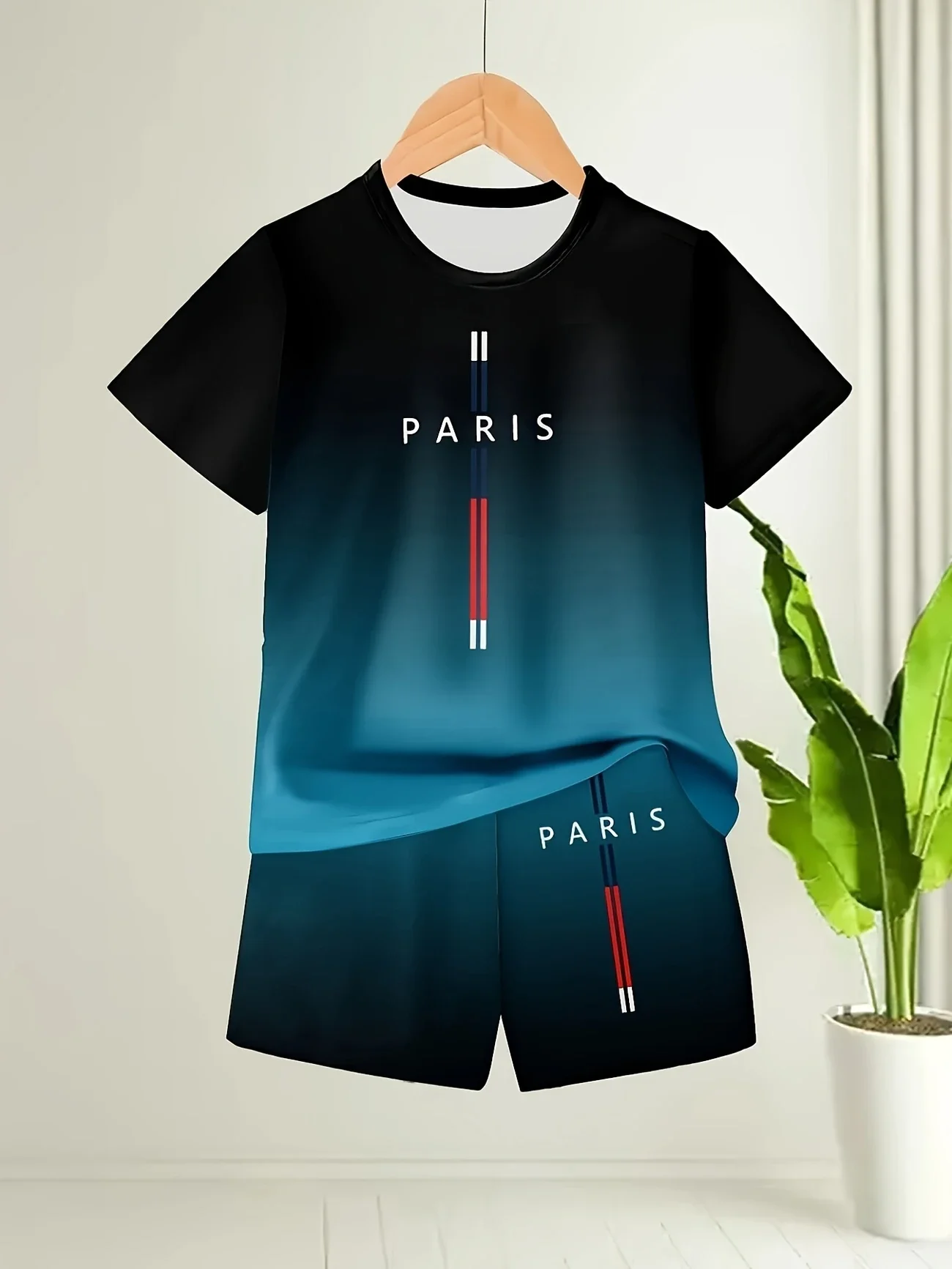 2025 Summer Fashionable Casual Printed Short Sleeved Shorts Set, Essential for Outdoor Wear