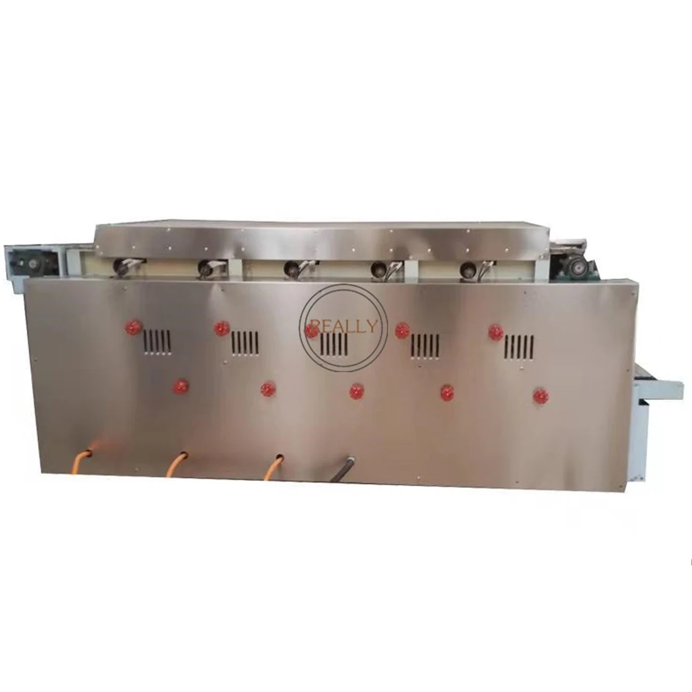 เตาอบแก๊สเชิงพาณิชย์เครื่องทําหนังเค้กอาหรับทรงกลมอุปกรณ์ทําเปลือกสี่เหลี่ยมผืนผ้าปรับแต่งได้