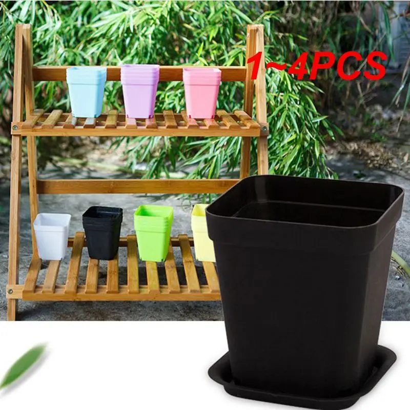 

Square Functional Durable Versatile Convenient Attractive Assorted Color Plant Container Plastic Flower Pot With Tray