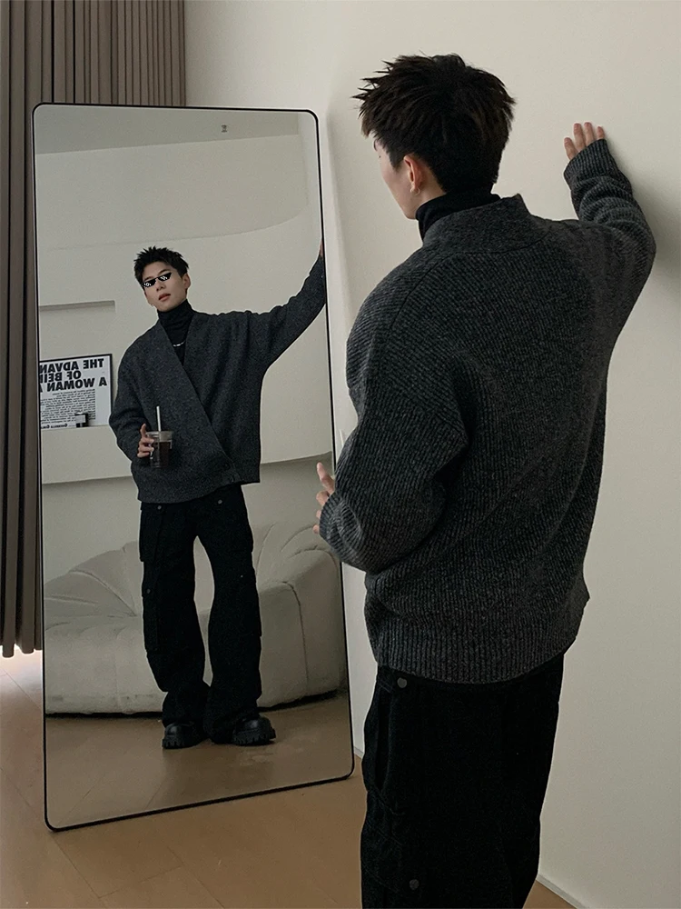 

Cleanfit ey Slant Button Knitwear Men's Autumn Winter Loose Fit New Chinese Sle Long Sve V-Ne Soft Comfortable Polye...