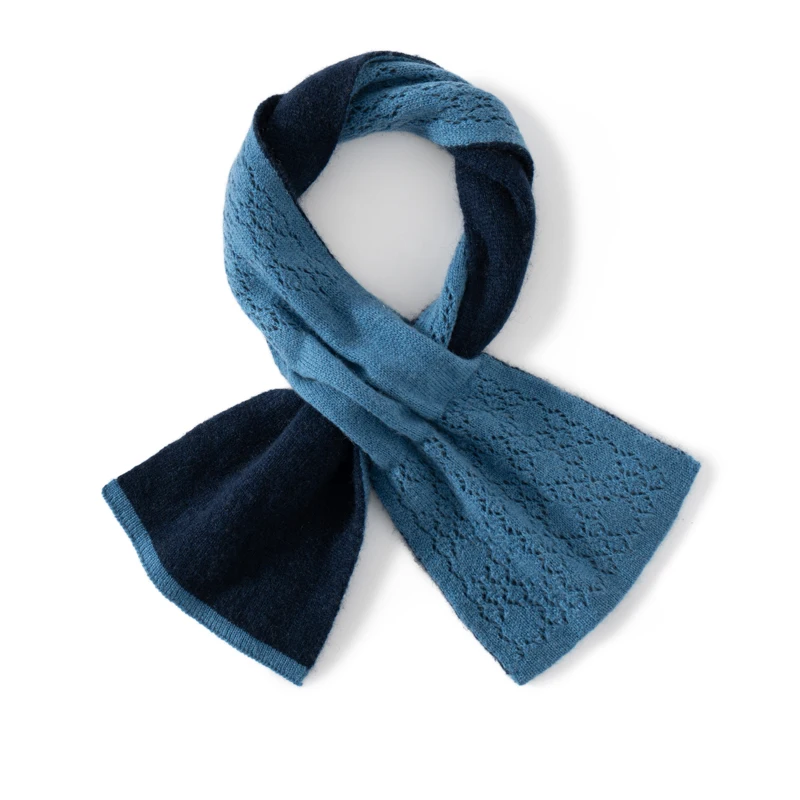

Women's 100% Cashmere Scarf Color-Blocked Perforated Pearl Winter Neck Protection 3-Color Patchwork Fashion Couple's Accessory