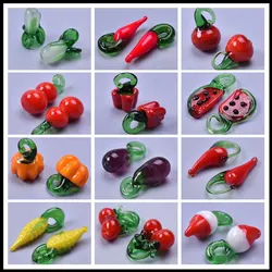 15pcs Popular Pendant Fruit Vegetable Pineapple Corn Pepper Pendant Handcrafted Glass Diy Necklace Jewelry Charming Accessories