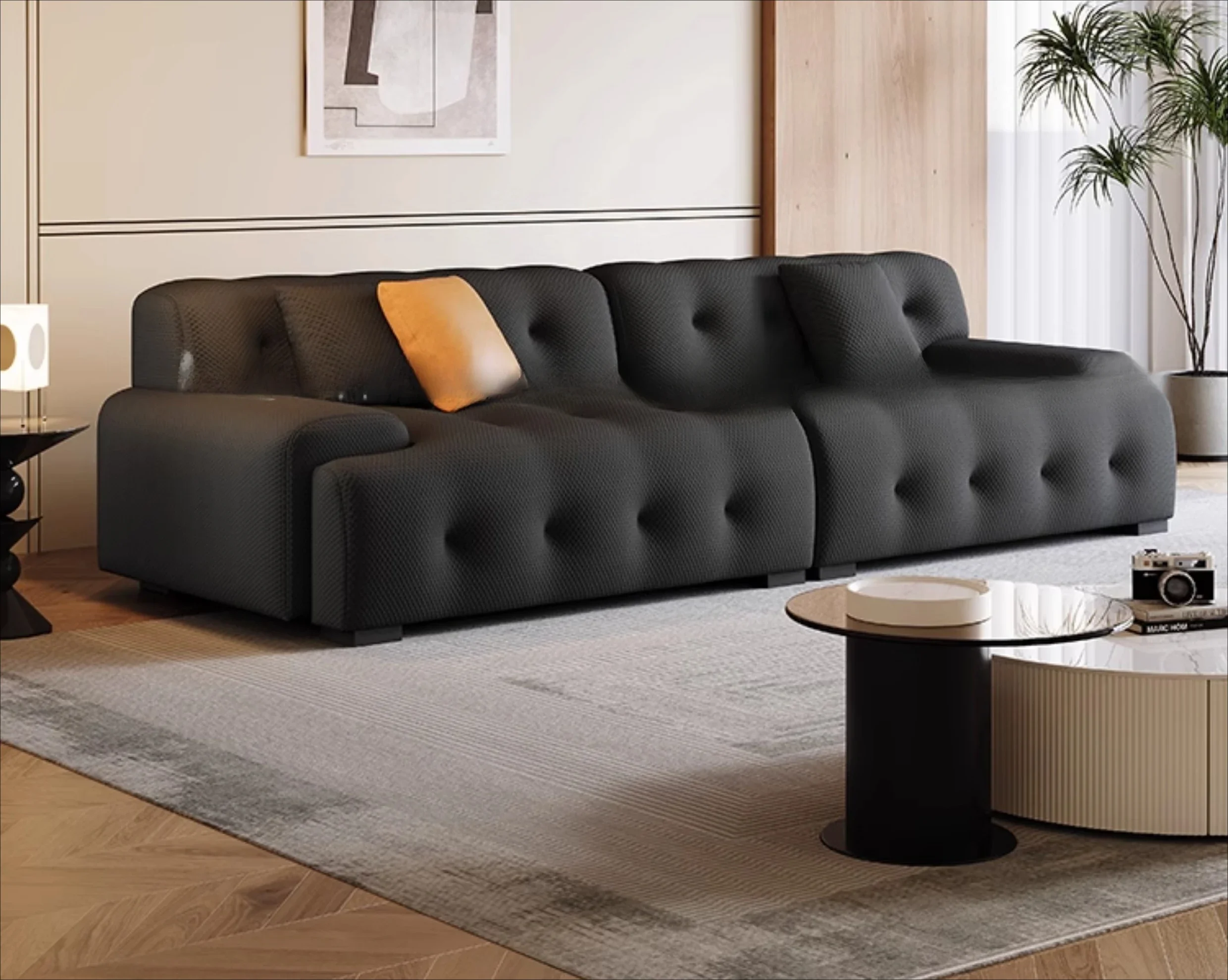 Divano in tessuto nero