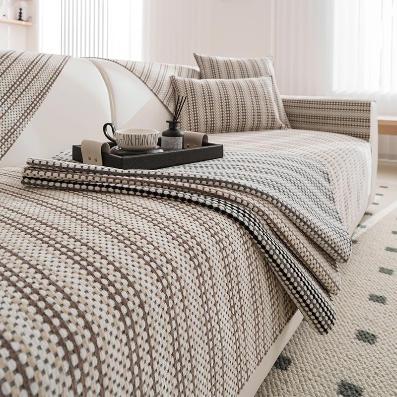 وسادة أريكة لغرفة المعيشة غير قابلة للانزلاق على الطراز الأمريكي للفصول الأربعة منشفة أريكة عالمية شريط منزلي على شكل حرف L أريكة 1/2/3/4 مقاعد #1