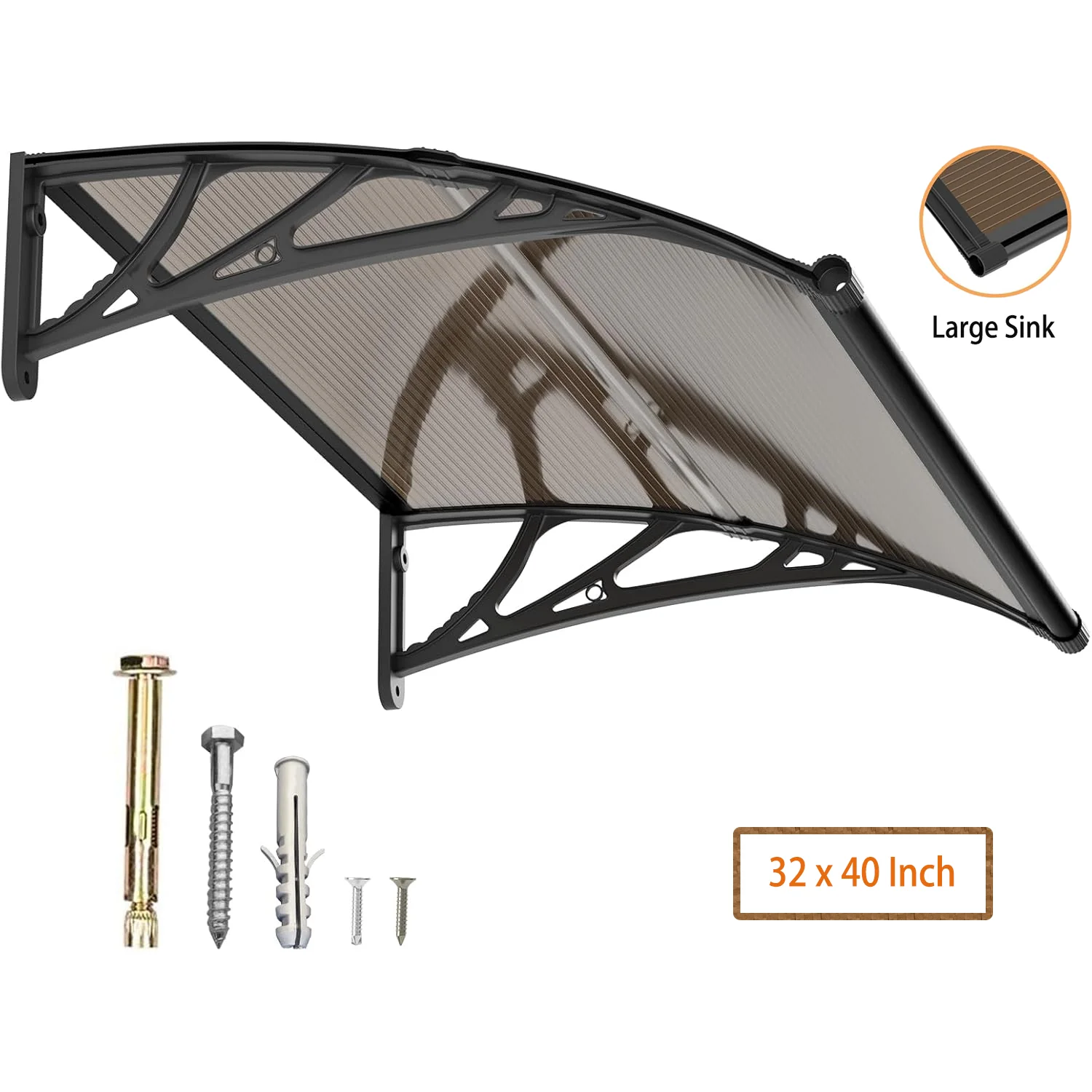 

30" x 40" Window Awning Door Canopy Exterior with Separate Drainage Sink for Door Entrance Rain UV Cover Canopy