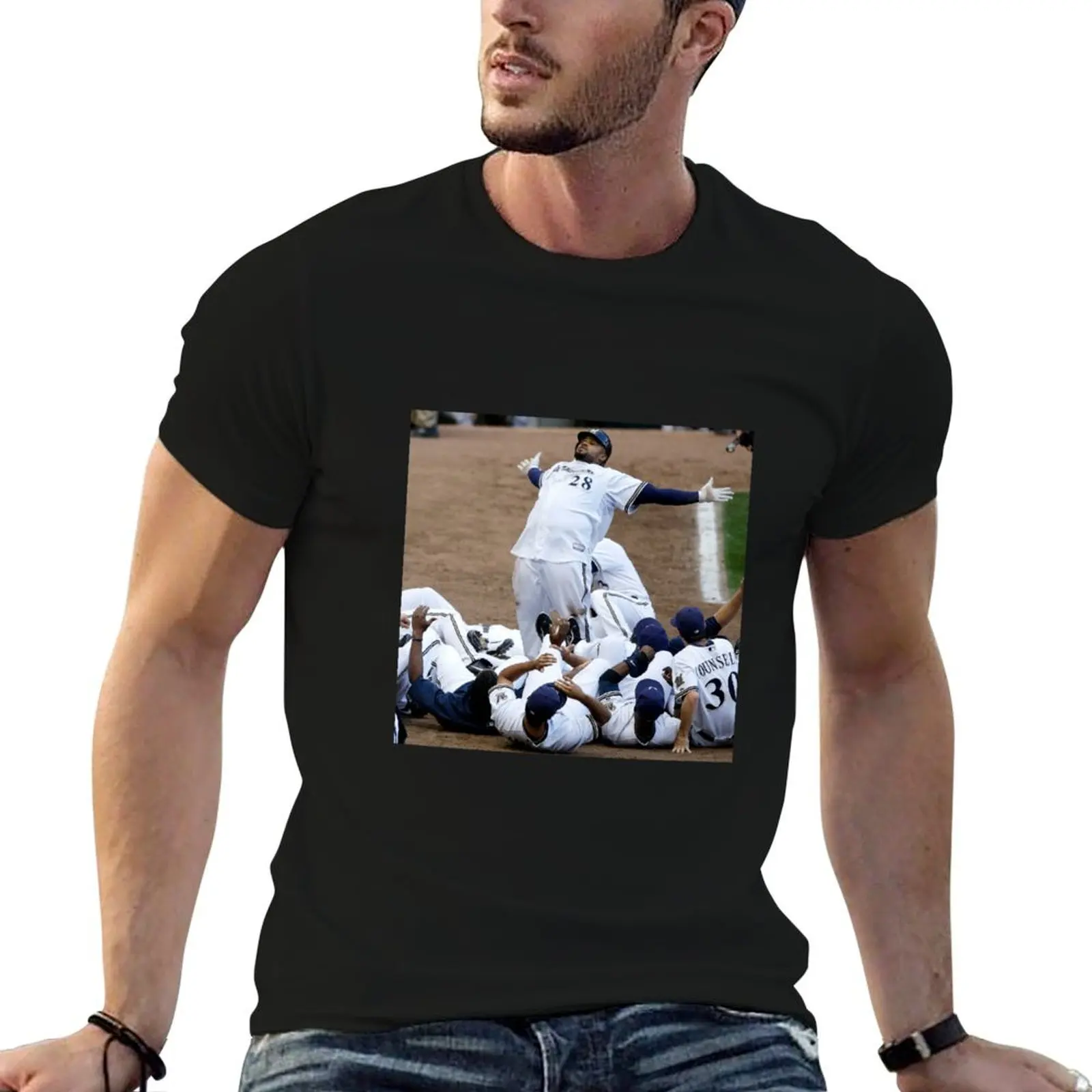 Prince Fielder Celebration T-Shirt Basic Short Sleeve Cotton Blend T-Shirt