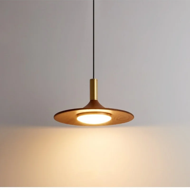 

Japanese retro restaurant light walnut colored flying saucer bar pendant light dining table study room artistic lighting fixture