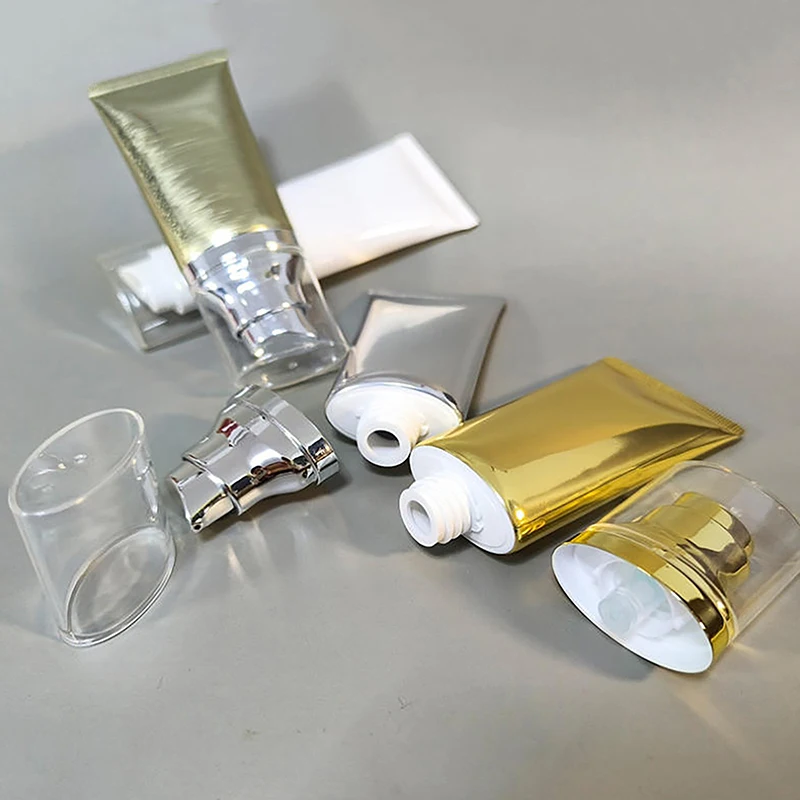 30/50ml tubos portáteis vazios espremer fundação bb creme loção cosmética garrafa de viagem com bomba de vácuo recipiente recarregável