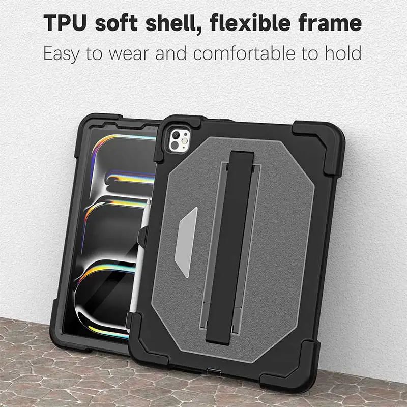3 In 1 Shockproof Tablet Case For iPad Pro 13 11 2024 Air 13 11 Full Protection Portable Stand Holder Cover For iPad 7 8 9 10.2" image 3
