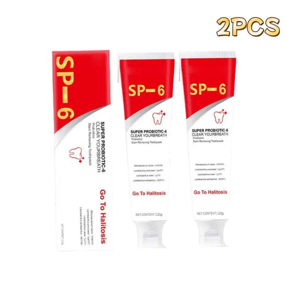 2PCS Probiotic Whitening Toothpaste Brightening & Stain Removing SP6 Fresh Breath Enzyme Toothpaste Whitening Teeth 120g