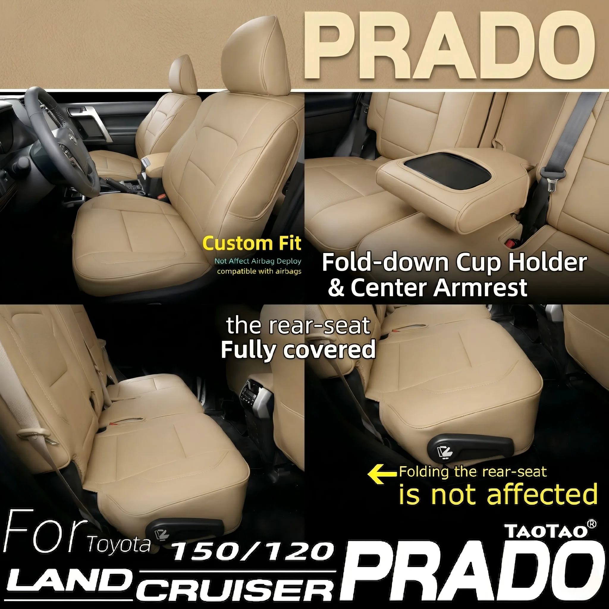 

Custom Fit Car Seat Covers for Toyota Land Cruiser Prado 250 120/150/155 – Waterproof PU Leather, Wear-Resistant, Breathable